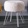 Image 5: Round Plush Vanity Stool with Metal Legs