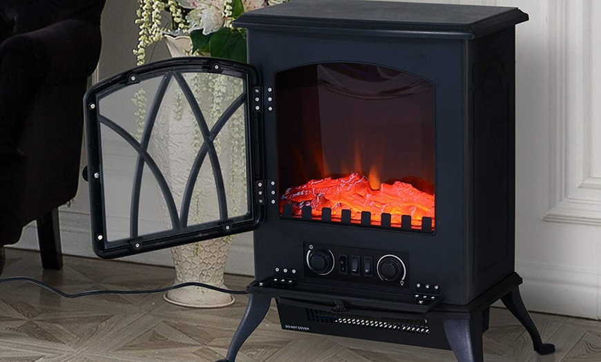 Image 12: HomCom Indoor Fireplace Heater