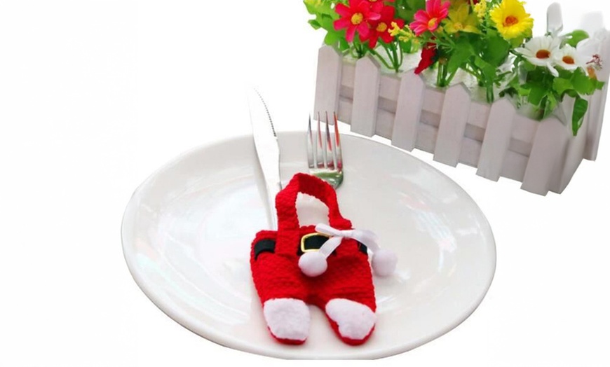 Image 5: 3 Packs Christmas Wine Bottle Bags / Santa Claus Cutlery Set