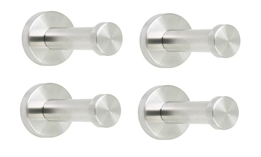 Image 3: 4 Pieces Stainless Steel Wall-Mount Robe Hook Coat Hook Towel Wall Hook