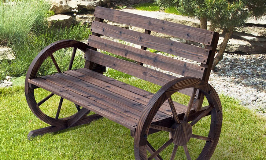 Image 8: Outsunny Two-Seater Garden Bench