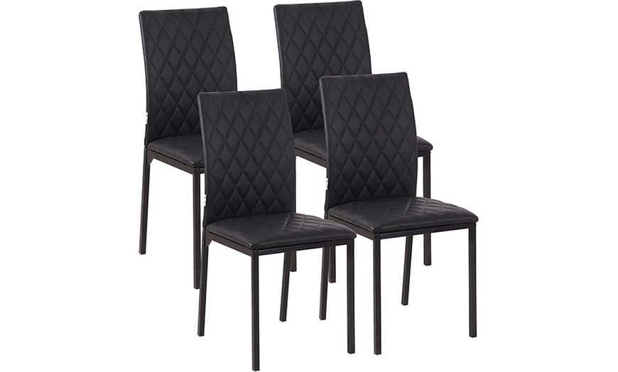 Image 2: Upholstered Faux Leather Set of 4 Dining Chairs HomCom