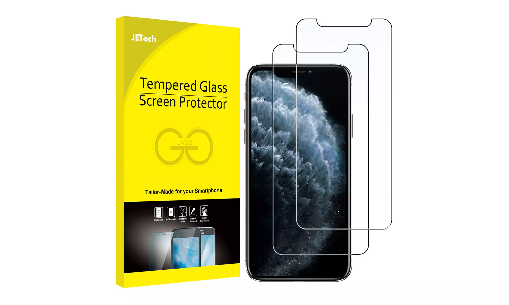 Screen Protector for iPhone X/XR/XS/XS Max/11/12, 11/12 Pro, 11 Pro Max, 2 Pack