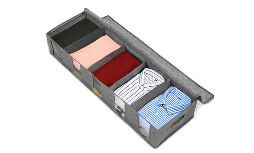 Image 3: Foldable Under-Bed Clothes Storage Organiser Box