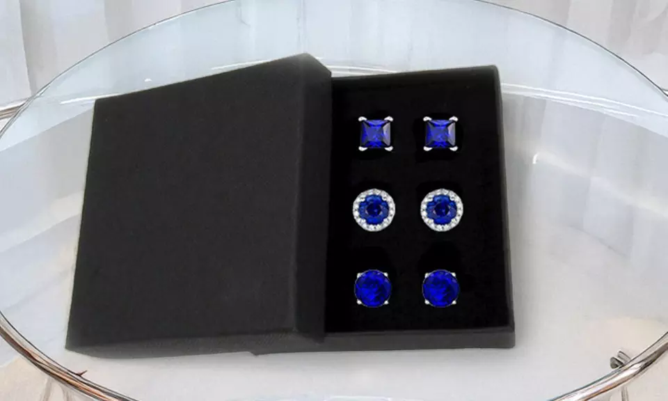 7.00 CTTW Set of 3 Sapphire Sterling Silver Studs