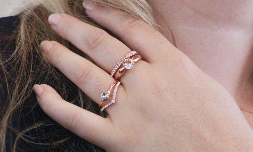 Image 12: Bague double Prestige avec cristaux autrichiens