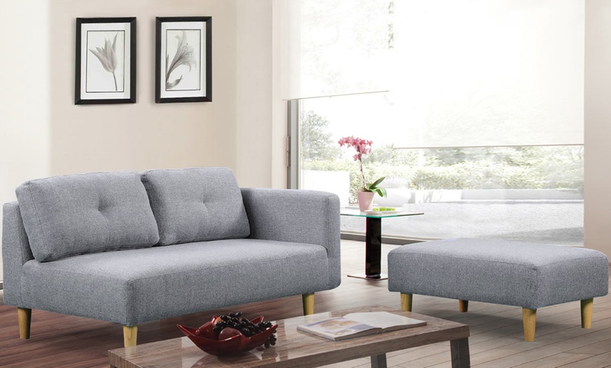 Image 6: Two-Seater Sofa with Footstool