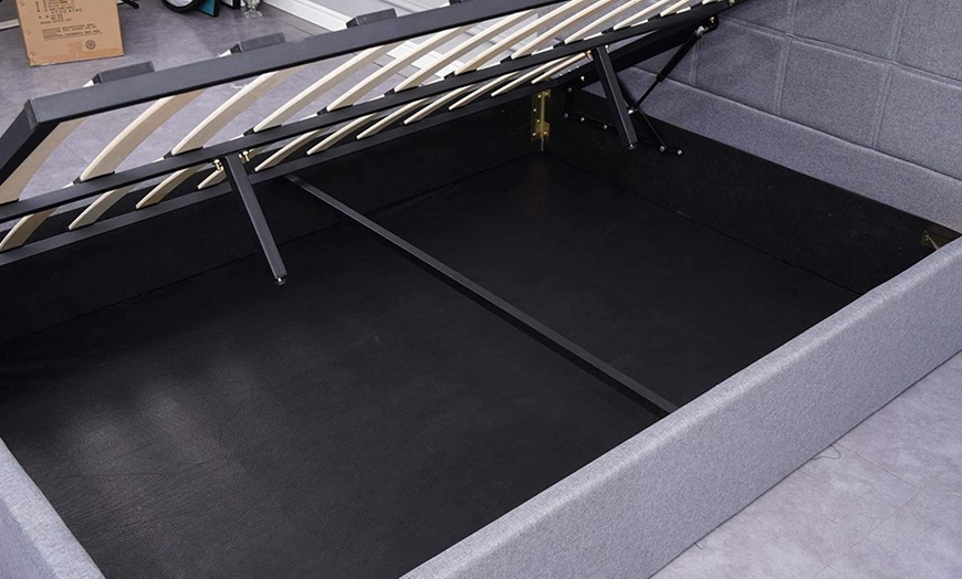 Image 6: Fabric Ottoman Bed with Wooden Frame & Gas Lift Under-Bed Storage 