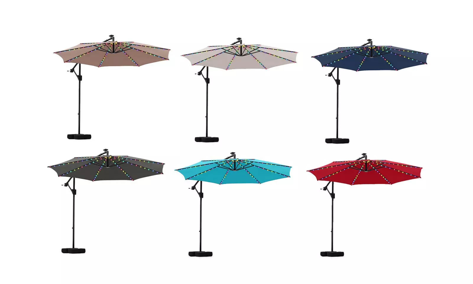 Costway 10 FT Solar Offset Hanging Umbrella with Base