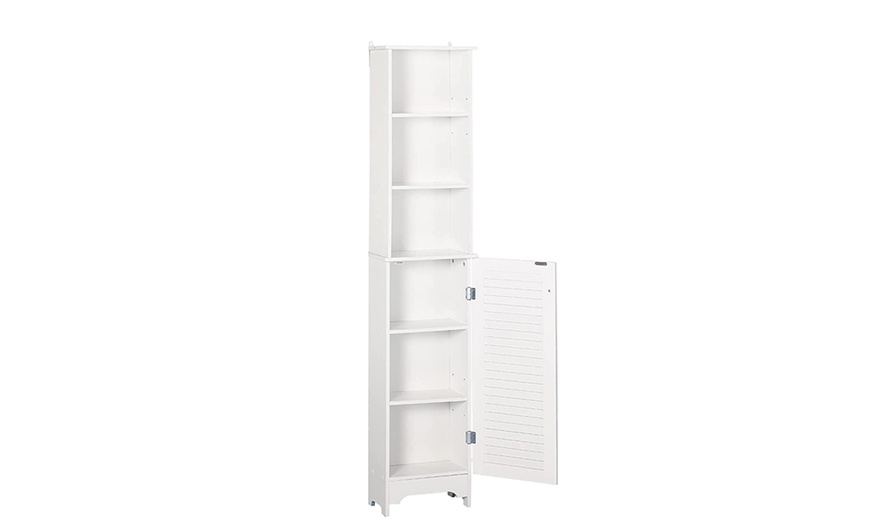 Image 2: HomCom Tall Bathroom Storage Cabinet