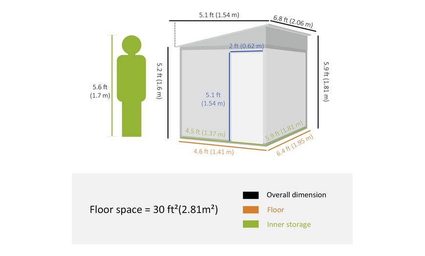 Image 13: Outsunny 7 x 5ft Galvanised Metal Garden Shed with Foundation