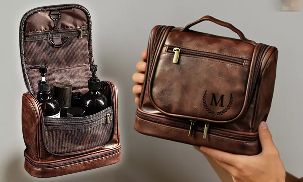 Travel in Style With Personalized Vegan-Friendly Leather Toiletry Bag (Up to 87% Off)