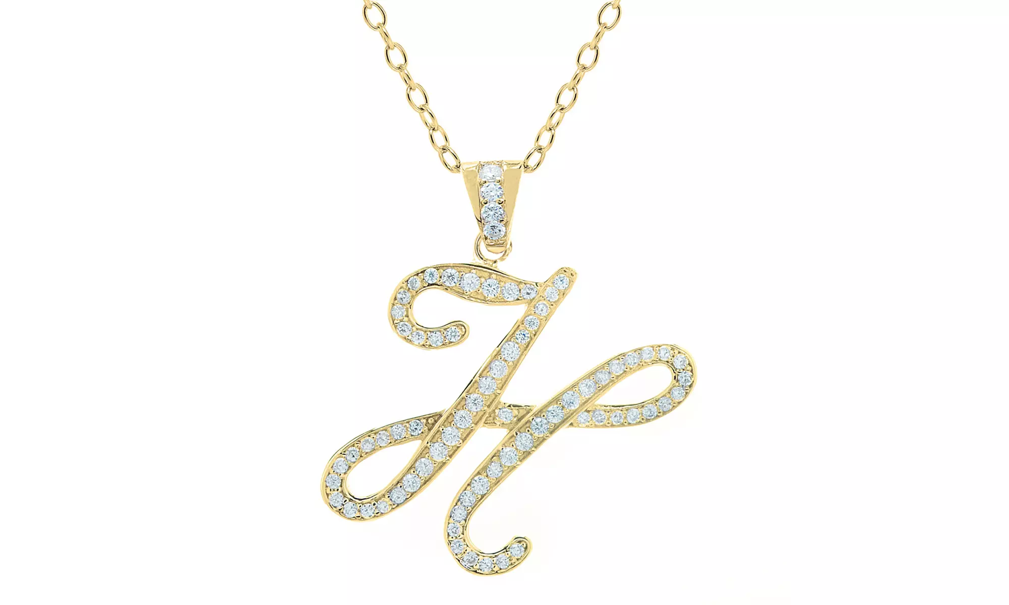 Script Initial Pendant Necklaces in Sterling Silver