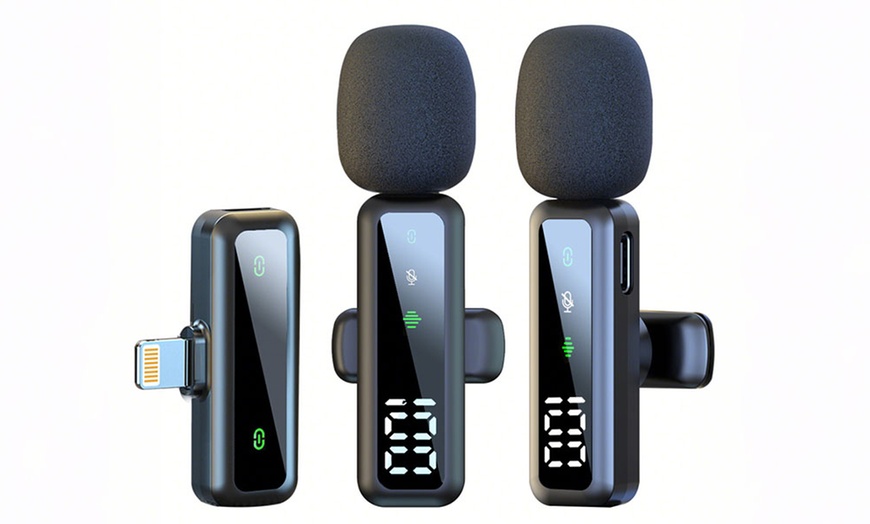 Image 2: Two-Pack Wireless Clip-On Lavalier Microphone System, High Sensitivity