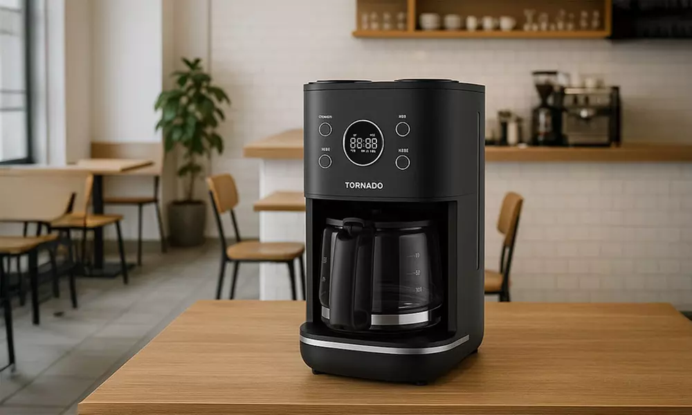 Digitale retro koffiezetapparaat van 1000 W met 1,5L watertank en led-indicator - Primary Image