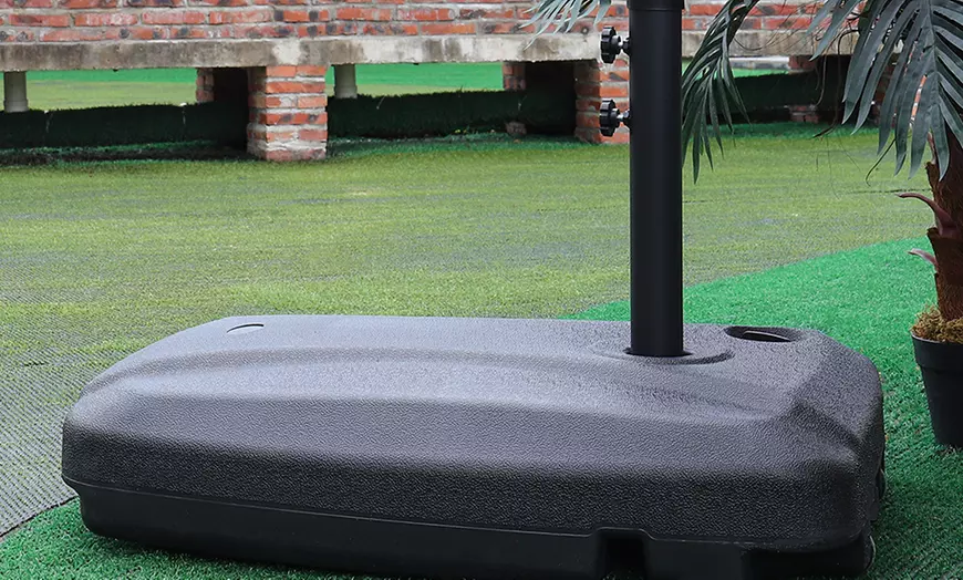 Image 5: Large 3m Grey Cantilever Parasol with Multiple Base Styles 