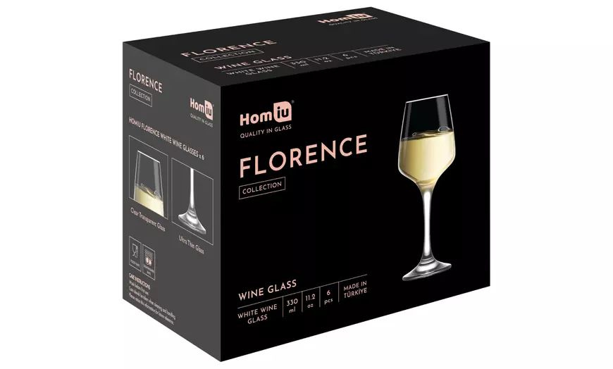 Image 17: Homiu Florence Glassware; Wine Glasses, Flutes, Whiskey or Highball