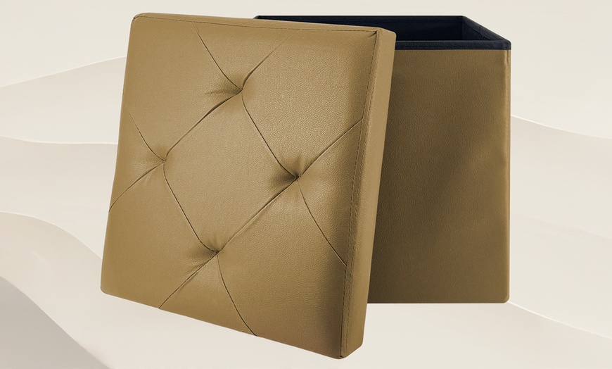 Image 29: Pouf carré en simili cuir avec espace de rangement