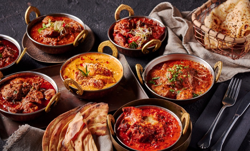 Image 1: Indian Dinner Feast with Wine and Dessert for 2, 4, or 6