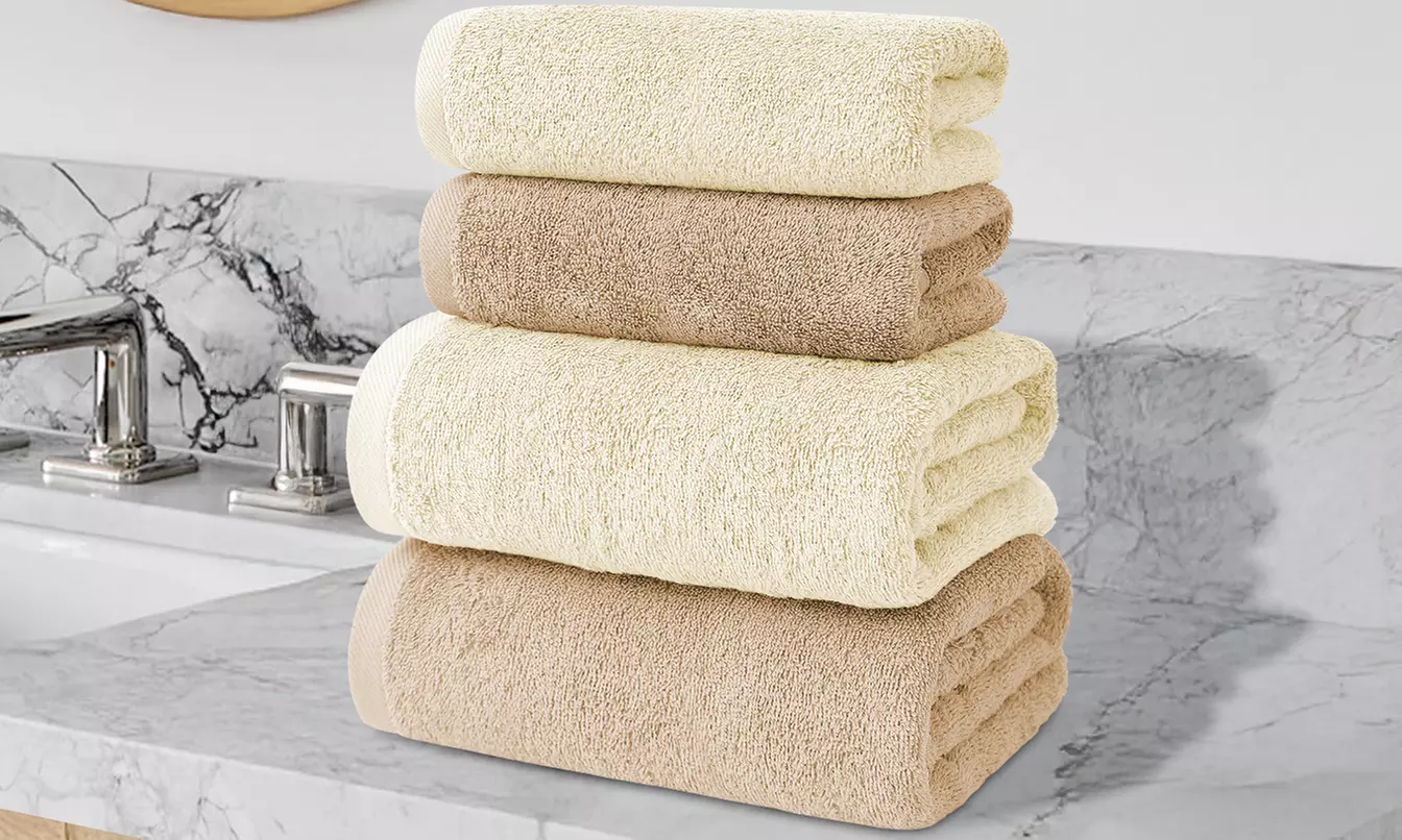 Set di 4 asciugamani da bagno in cotone