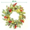 Image 7: HomCom 60cm Prelit Christmas Wreath with LED Lights 