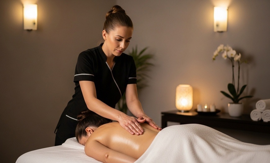 Image 1: Relax with Full-body Detox Lymphatic Massage, Facial, Sauna, & More  