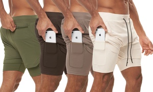 Men's Adjustable Workout Shorts with Compression Lining