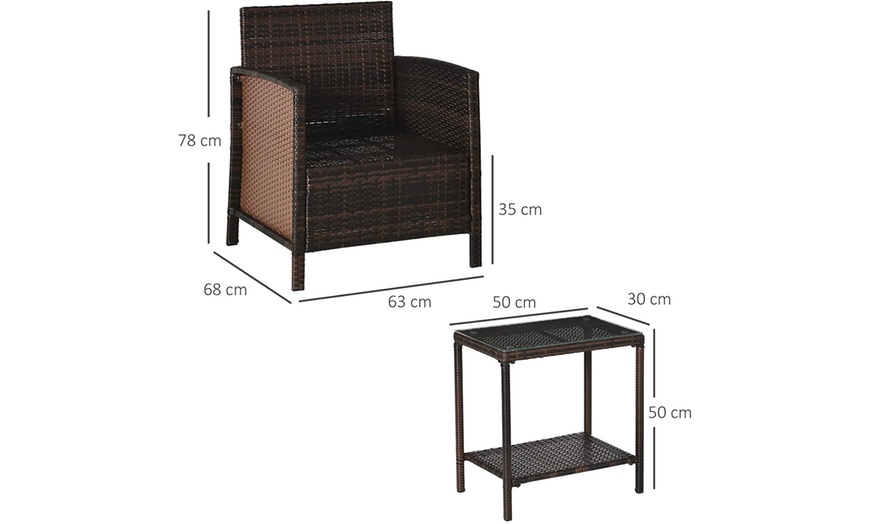 Image 19: Outsunny Rattan-Effect Bistro Furniture Set