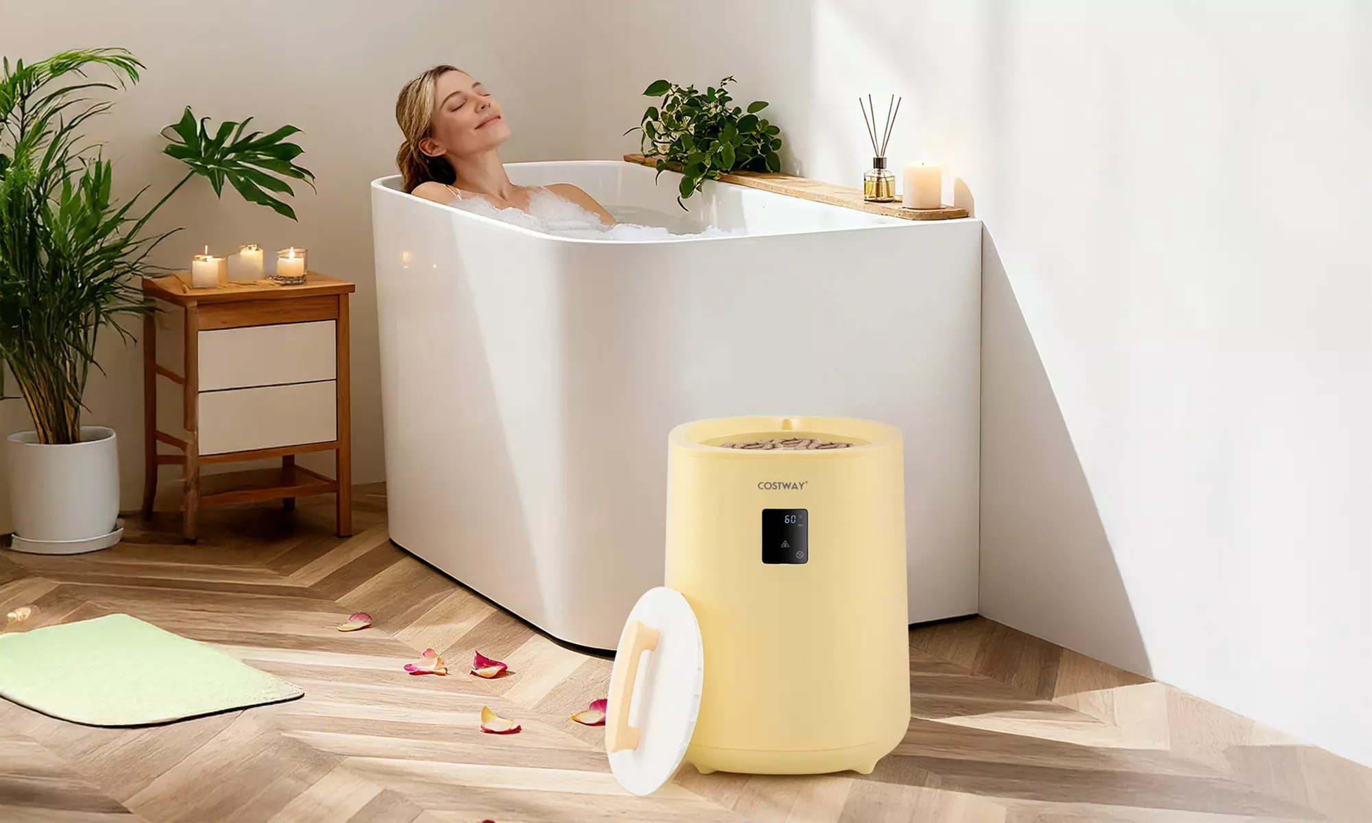 Costway 18 L Towel Warmer for Bathroom Luxury Towel Heater with LED Display