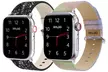 Waloo 2-Pack of Leather Bling and Shiny Brilliance Apple Watch Bands - Second Medium