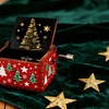 Image 1: Hand Crank Christmas Wooden Music Box Christmas Toy
