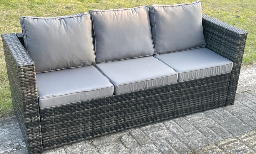 Image 4: 5-tlg. Fimous Polyrattan-Gartenmöbel-Set mit höhenverstellbarem Tisch