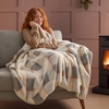 Image 1: Silentnight Snugsie Faux Fur Check Blanket 