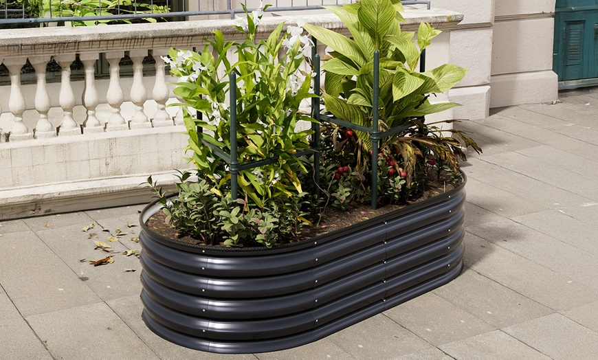 Image 3: Open-Bottom Sectioned Galvanized Steel Raised Garden Bed 160cm x 80cm