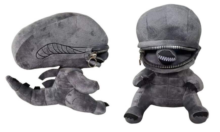 Image 6: Alien-Inspired Xenomorph Zipper Mouth Plush Soft Toy