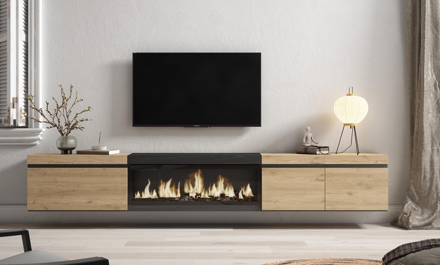 Image 10: Mueble TV '' Cozy'' con Chimenea Eléctrica XXL opcional y almacenaje