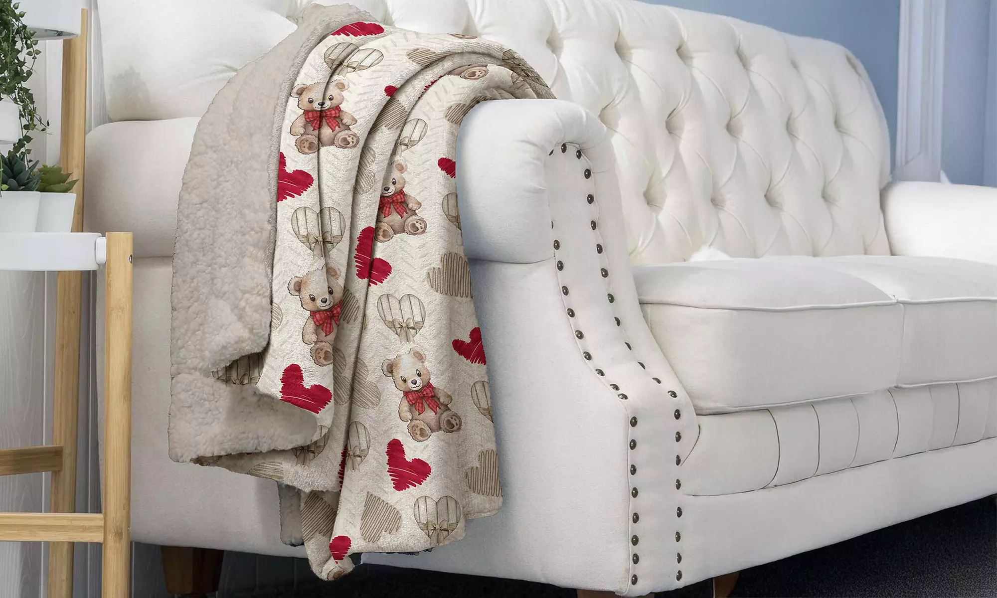 Plaid réversible sherpa et microfibre