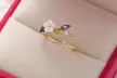 14K Gold Adjustable Ring with crystals from Swarovski - Second Medium