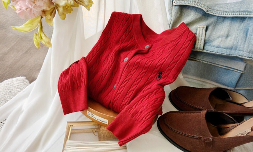 Image 12: Women’s Knitted Button-Down Cardigan Sweater