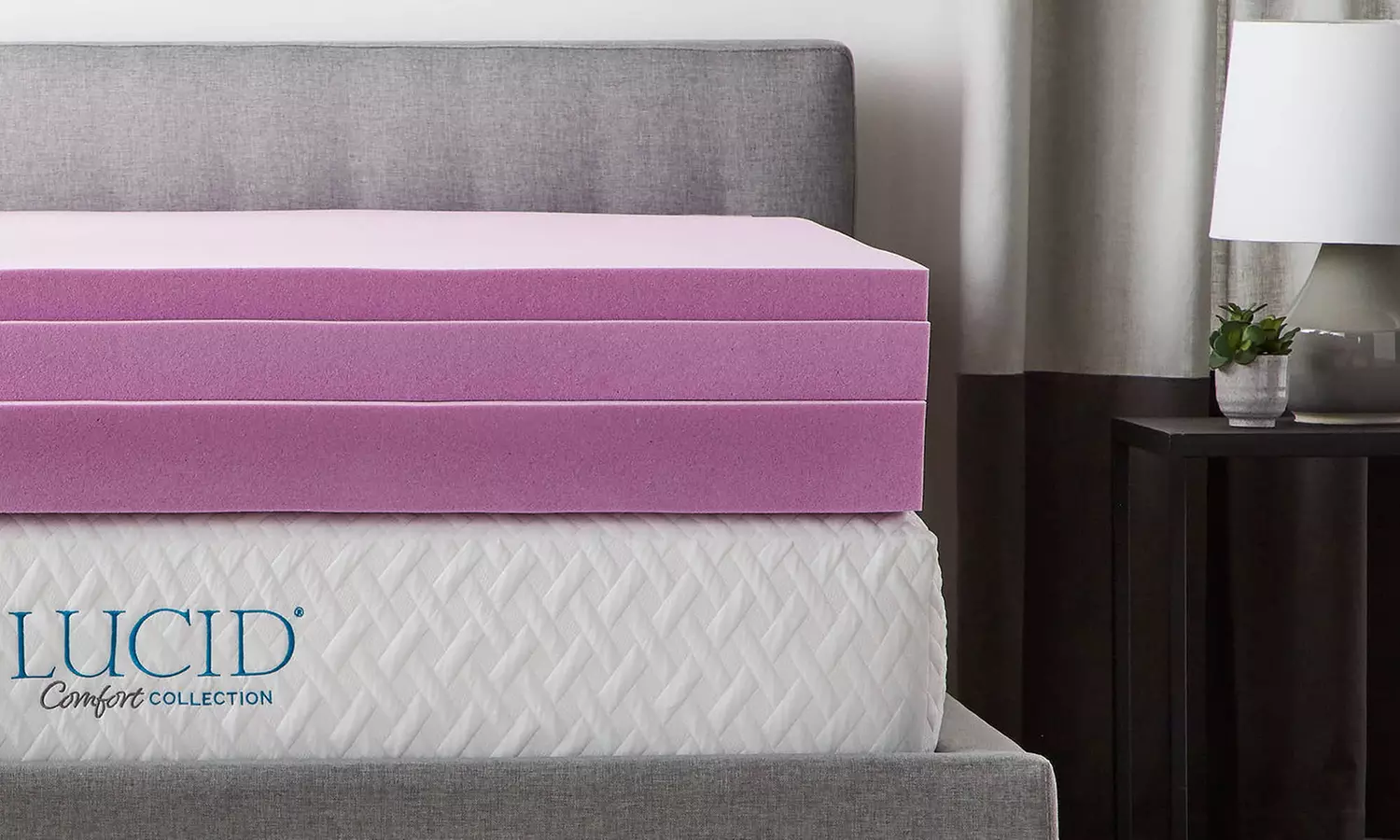 Lucid Comfort Collection Lavender-Infused 2", 3", or 4" Memory-Foam Topper - Second Medium