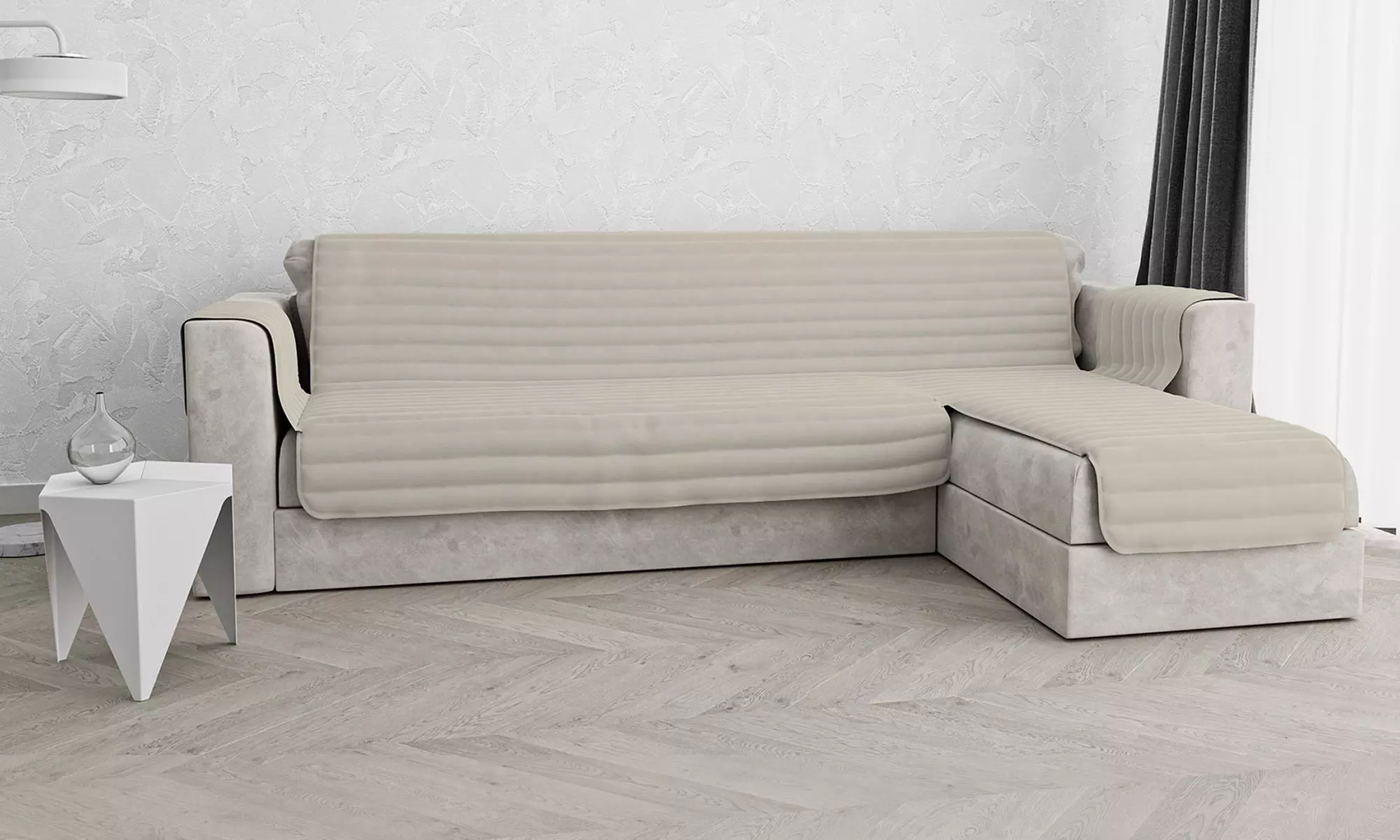 Copridivano trapuntato con penisola