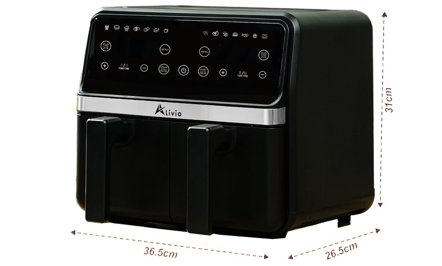 Image 3: Alivio 9L Dual Basket Air Fryer, Independent Cooking and 14 Pre-Sets