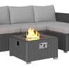 Image 2: Outsunny Five-Piece Rattan-Effect Furniture Set with Fire Pit Table