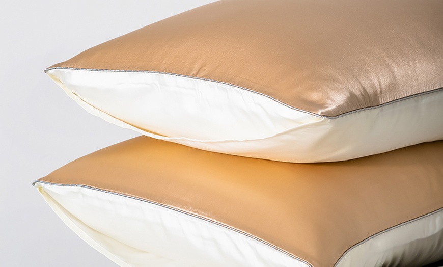 Image 15: 21 Momme Pure Silk Hotel Grade Pillowcase Pair