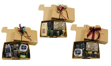 Cesto regalo con prodotti alimentari a base di tartufo, disponibili in varie tipologie