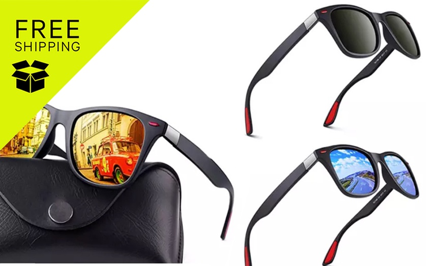 Image 1: Polarized Sunglasses in Black, Yellow, and Blue Options