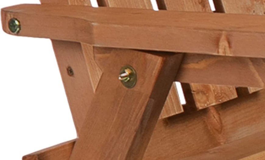 Image 7: Outsunny 2-Seater Wooden Bench with Centre Table