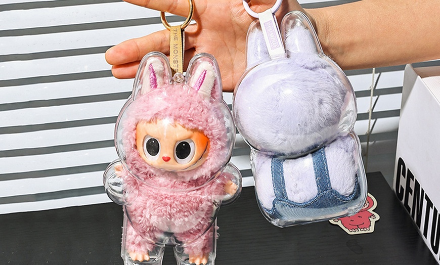 Image 5: Pack of Two Transparent Protective Cases for Labubu Dolls