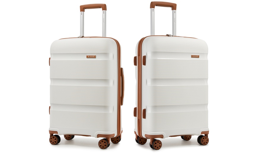 Image 4: KONO One or Four Piece Colorful PP Hard Shell Suitcase With TSA Lock