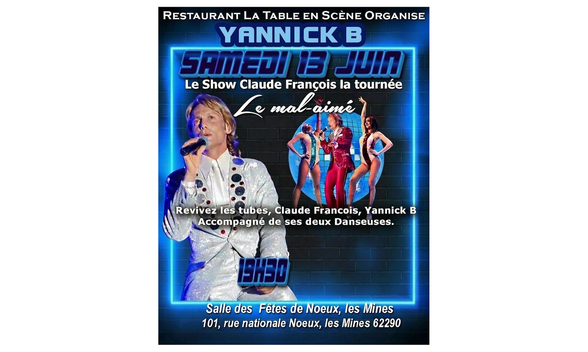 Spectacle Claude François avec dîner